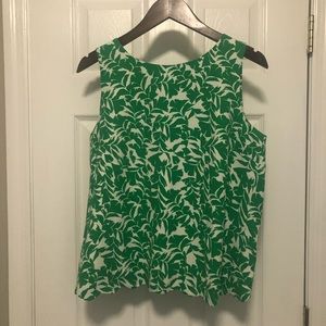 J. Crew Green & White, Tulip cut top, Size S